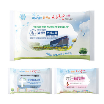 전도용 교회 홍보 물티슈 20매 (에덴동산3종)