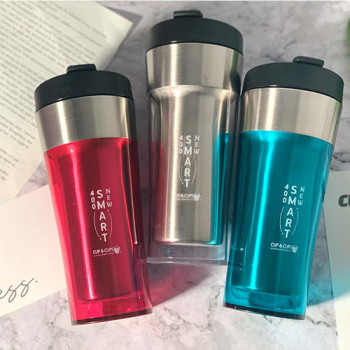 [국산] cup19 칼라투명텀블러 보온보냉텀블러 400ml 스테인레스 머그컵